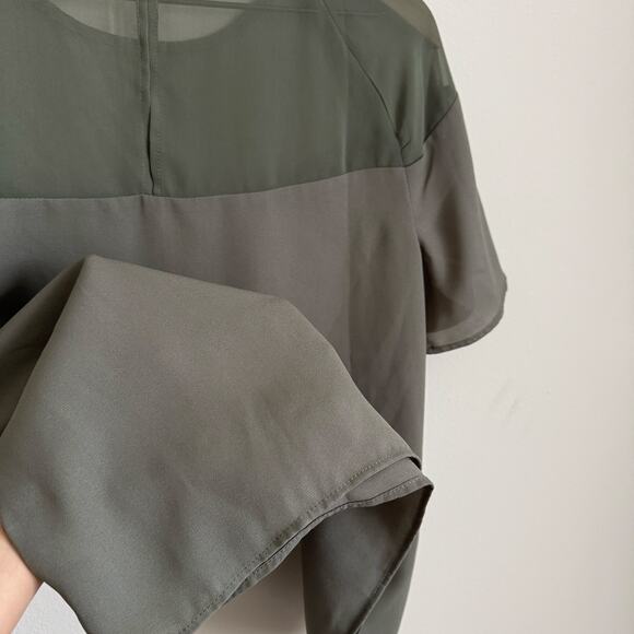 ASOS Design Womens Green Short-Sleeve Mesh Sheer Blouse Top Size 6 Office Work - Picture 5 of 7